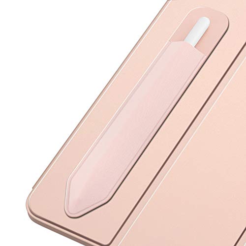 Product Cover MoKo Pencil Case Holder Sticker Compatible with Apple Pencil (1st and 2nd Gen), Elastic Pocket Pencil Pouch PU Leather Adhesive Sleeve Fit New iPad 10.2 2019/iPad Air 3/iPad Mini 5 2019 - Rose Gold