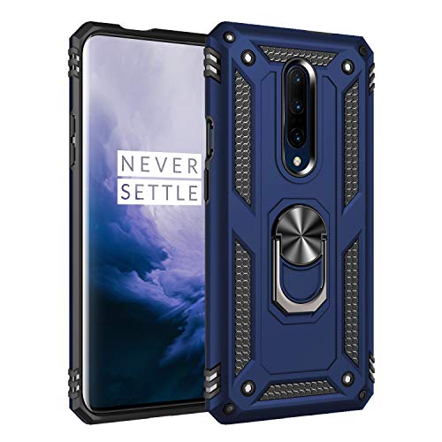 Product Cover Oneplus 7 Pro Case, Extreme Protection Military Armor Dual Layer Protective Cover with 360 Degree Unbreakable Swivel Ring Kickstand for Oneplus 7 Pro (Blue)