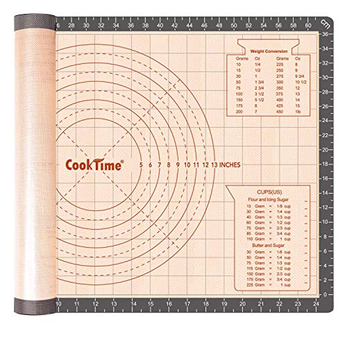 Product Cover Silicone Pastry Baking Mat Non Stick-Large Rolling Dough with Measurements-Non Slip Pizza,Fondant,Pie,Cake Baking Mat - 26 x 16 Inch By Cook Time