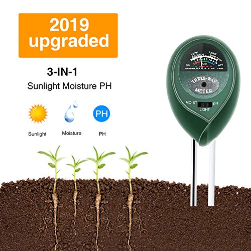 Product Cover Soil Test Kit pH,3-in-1 Soil Tester Moisture Light Meter for Gardening,Plants,Lawn,Farm,Vegetables,Trees,Grass (No Batteries Required) (Green)