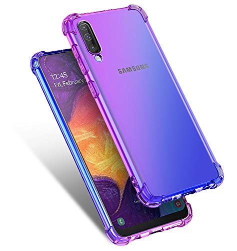 Product Cover Starhemei for Galaxy A50 Case, Shock-Resistant Flexible TPU Gasbag Protection Rubber Soft Silicone Anti Dropping Phone Case Cover for Samsung Galaxy A50 (Purple&Blue)