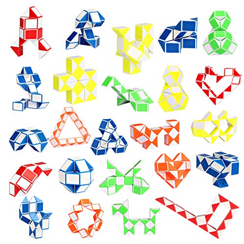 Product Cover Ganowo 24 Pack Fidget Snake Cube, Mini Twist Puzzle Party Bag Fillers Bulk Toys for Kids Teens Birthday Stocking Stuffers Party Favors Supplies Goodie Bags Fillers, Random Colors