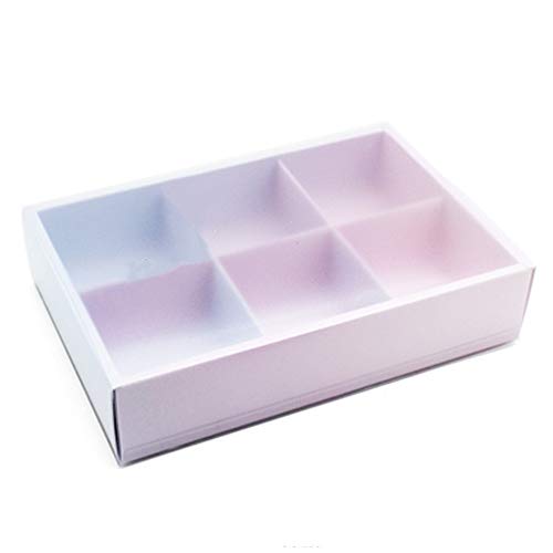 Product Cover Craft Paper Moon cake Box With Clear Lid And Dividers Bakery Gift Packaging 10 Counts (Unicorn 6 Cavity)