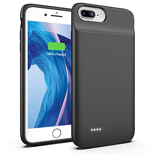 Product Cover Swaller Battery Case for iPhone 8 Plus 7 Plus, 5000mAh Ultra-Slim Charger Case with Full Body Protection, Extend 120% Battery Life, Portable Charging Case Compatible with iPhone 8 Plus 7 Plus(Black)
