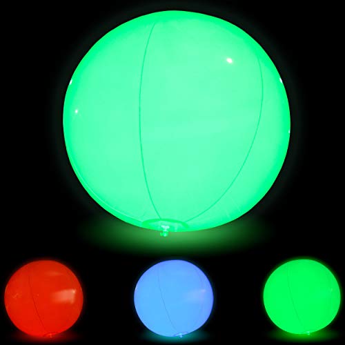 Product Cover Large Floating and Inflatable Beach Ball Toy | 7 Modes |  LED Glow in The Dark with Color Changing Lights | Great for Halloween Parties, Pool/Beach Parties, Raves, or Black Light/Glow Parties