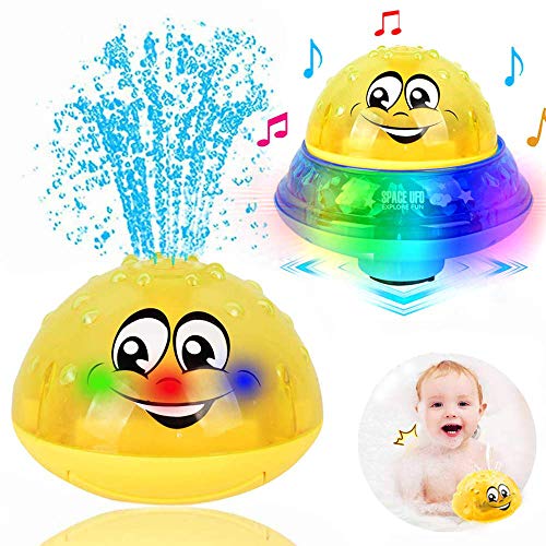 Product Cover ZHENDUO Bath Toys, 2 in 1 Induction Spray Water Toy & Space UFO Car Toys with LED Light Musical Fountain Toy Automatic Induction Sprinkler Bath Toy Bathtub Toys for Toddlers