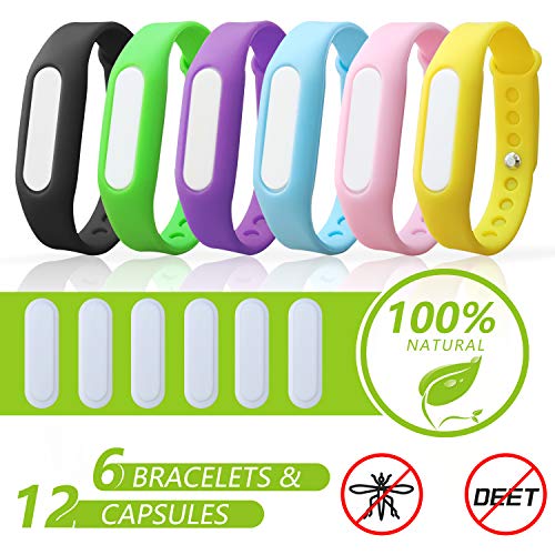 Product Cover DJROLL 6 Pack - Mosquito Repellent Bracelet Band for Kids, Adults & Pets-100% Natural DEET-Free, Non Toxic, Waterproof Silicone Mosquito Repellent Wristbands for Outdoor & Indoor-720Hrs of Protection