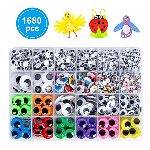Product Cover 1680pcs Googly Wiggle Eyes Self Adhesive, for Craft Sticker Eyes Multi Colors and Sizes for DIY by ZZYI