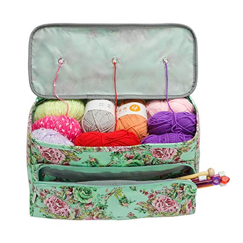 Product Cover Looen Knitting Bag Large Size,Yarn Storage Organizer Tote Bag Holder Case Cuboid with Zipper Closure and Pocket for Knitting Needles Crochet Hooks Project Accessories,Easy to Carry,Best Gift