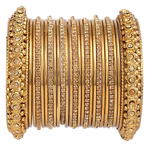 Product Cover Efulgenz Boho Vintage Antique Gypsy Tribal Indian Oxidized Gold Plated Crystal Bracelets Bangle Set (25 Pc)