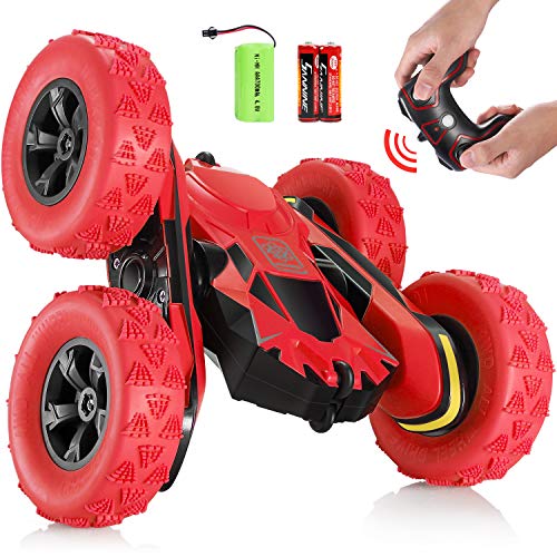 Product Cover SGILE RC Stunt Car Toy, Remote Control Car with 2 Sided 360 Rotation for Boy Kids Girl, Red