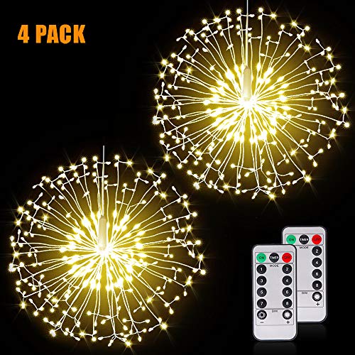 Product Cover Firework Lights Wire Lights,198 LED DIY 8 Modes Dimmable String Fairy Lights with Remote Control,Waterproof Decorative Hanging Starburst Lights for Christmas, Home, Patio, Indoor Outdoor Decoration