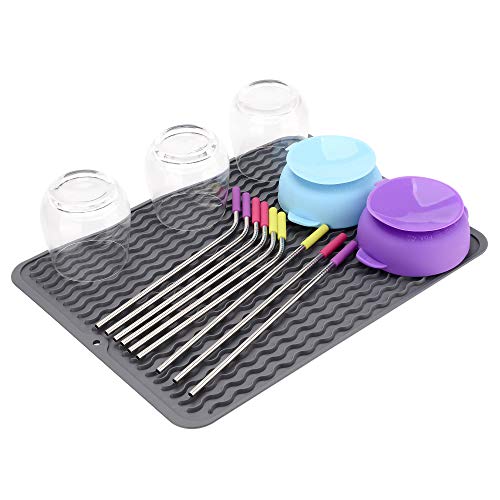 Product Cover Non-Slip Silicone Dish Drying Mat, Dishwasher-Safe and Heat-Resistant Dish Tray