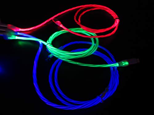 Product Cover DeHasion 3 Packs 3.3ft Light Up Led Charging Cable Glow in The Dark Current Visibility Flowing LED Lights Charging Cable Compatible with Phone Xs/Xs Max/XR/X/8 Plus /7 Plus/6s Plus (Blue/Grenn/Red)