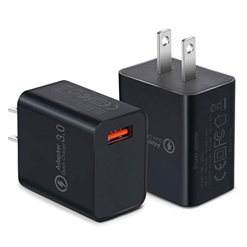 Product Cover Besgoods 2-Pack 18W QC 3.0 USB Wall Charger Fast Charging Phone Charger Adapter Compatible with Wireless Charger, Samsung Galaxy S10 S9 S8 Note 8 9, iPhone, iPad, LG, HTC and More - Black