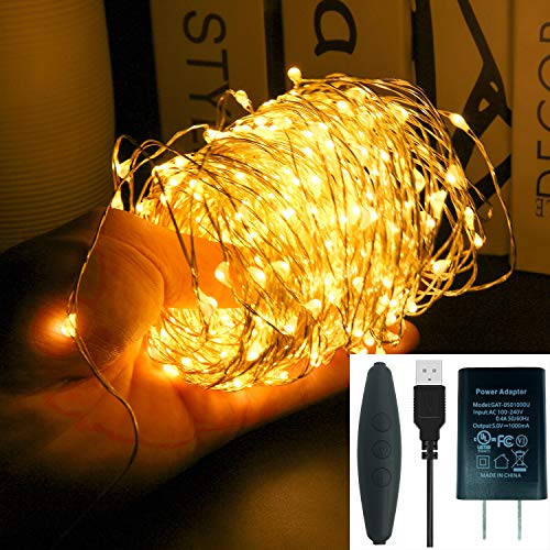 Product Cover 66ft 200 LED Fairy String Lights with UL588 USB Adapter for Bedroom Decor Christmas Patio Halloween Thanksgiving (Warm White)