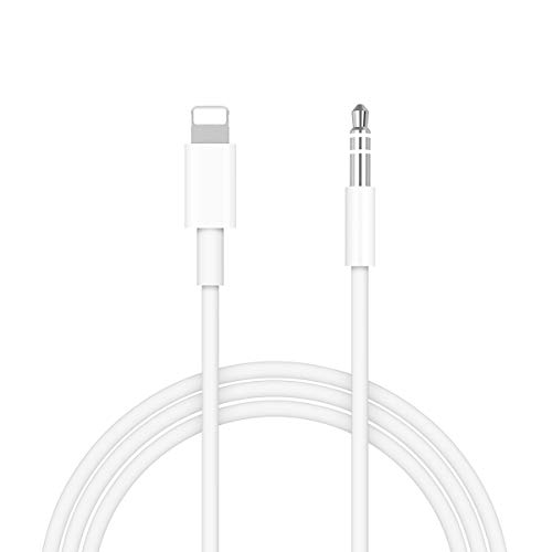 Product Cover Aux Cord for iPhone 8, WamGra 3.5mm Aux Cable for Car Compatible with iPhone X/XR/XS Max/7/8 Plus/6 to Car Stereo, Speaker or Headphone Adapter, Support iOS 11.4 or Later, White (Upgraded Version)