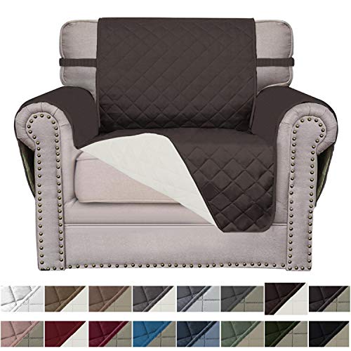 Product Cover Easy-GoingSofa Slipcover Reversible Sofa Cover Furniture Protector Couch Cover Elastic Straps Pets Kids Children Dog Cat (Chair,Chocolate/Ivory)