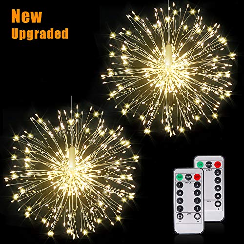 Product Cover Firework Lights Wire Lights,120 LED DIY 8 Modes Dimmable String Fairy Lights with Remote Control,Waterproof Decorative Hanging Starburst Lights for Christmas, Home, Patio, Indoor Outdoor Decoration