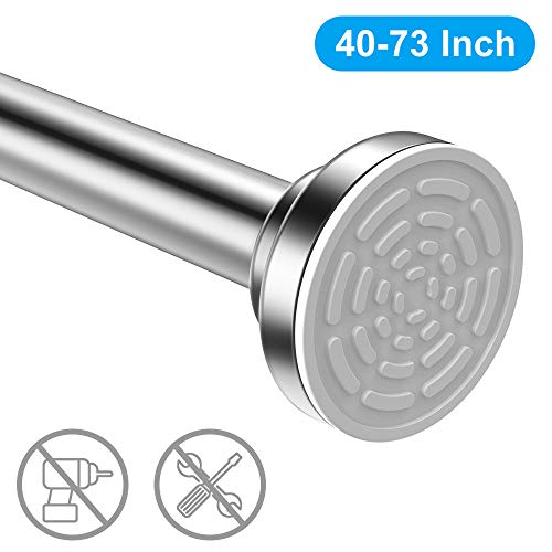Product Cover TEECK Shower Curtain Rod, 40-73 inch Adjustable Tension Spring, Shower Curtain Rod Tension, Premium 304 Stainless Steel, Anti-Slip, No Drilling, No Rust, Never Collapse, for Bathroom, Easy to use