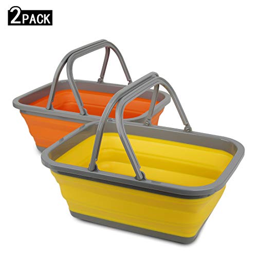 Product Cover Tiawudi 2 Pack Collapsible Sink with 2.25 Gal / 8.5L Each Wash Basin for Washing Dishes, Camping, Hiking and Home