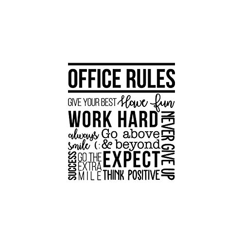Product Cover Vinyl Wall Art Decal - Office Rules Give Your Best Work Hard Never Give Up Think Positive - 40