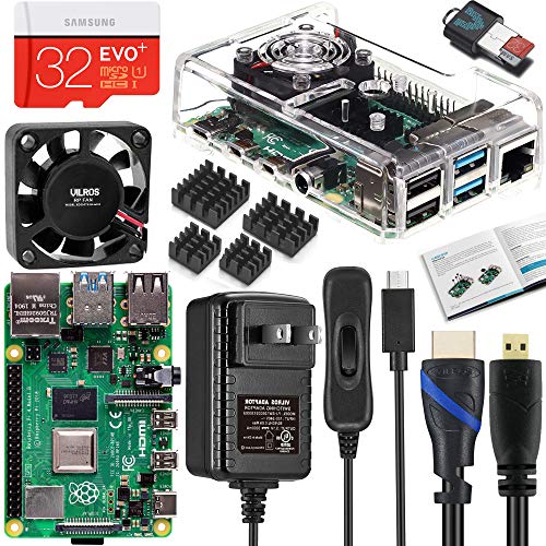 Product Cover Vilros Raspberry Pi 4 4GB Complete Kit with Clear Transparent Fan Cooled Case (4GB)
