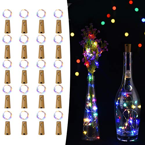 Product Cover LEDIKON 20 Pack 20 LED Wine Bottle Lights with Cork,3.3Ft Colorful Cork String Lights Battery Operated Fairy Mini Lights for Wedding Party Wine Liquor Bottles Bar Christmas Decor(Multicolor)