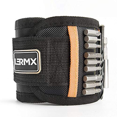 Product Cover Magnetic Wristband, LX LERMX Magnets for Holding Screws Nails Drill Bits Gifts Gadgets Tools, Wrist Tool Holder for Holding Screws, Nails, Drill Bits, Best Gift for Men, Dad, DIY Handyman, Husband