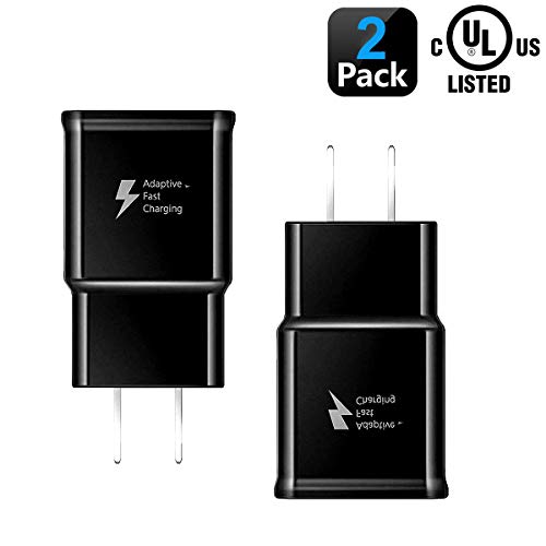 Product Cover Samsung Fast Charger Adapter Adaptive Quick Charge Charging Block Wall Chargers Compatible with Samsung Galaxy S7/S8/S8+/S9/S10+/Edge/Note8/Note9(2 Pack Black)