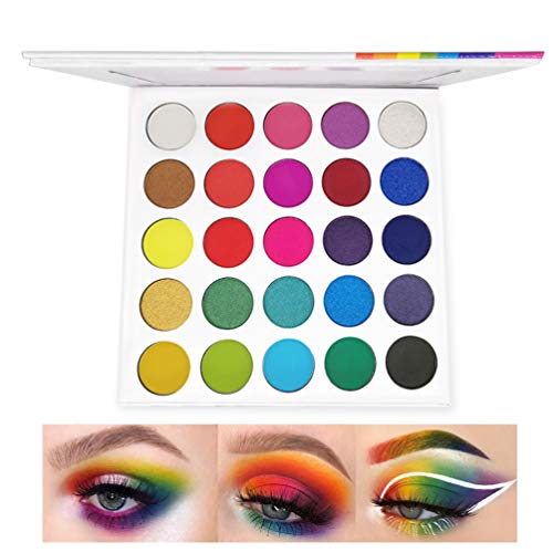 Product Cover Rainbow Eyeshadow Palette,Professional 25 Color Highly Pigmented Matte Shimmer Eye Shadow Neon Powder Long Lasting Bright Shades Waterproof Cosmetics Set（25M）