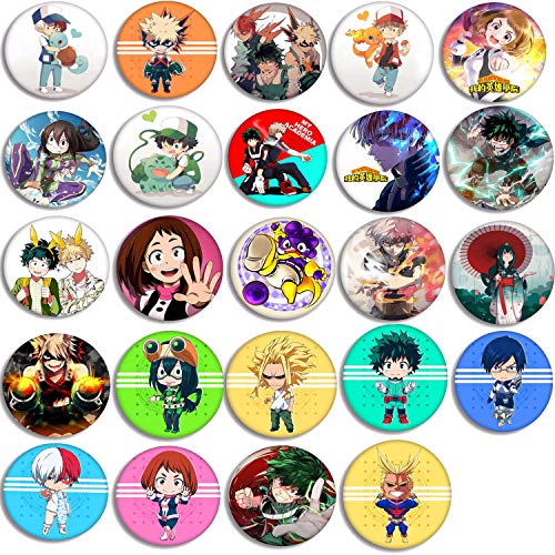 Product Cover My Hero Academia Gift Set - 24 Pack My Hero Academia Button Pins MHA Characters Pins Bag Accessories for Anime MHA Fans(2.28