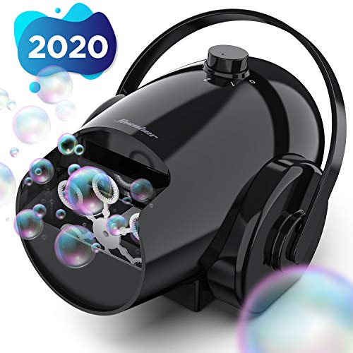 Product Cover Hicober Automatic Bubble Machine for Kids, Portable Professional Bubble Machine for Parties, Bubble Blower Battery Operated Plug-in Bubble Maker with 2 Speed Levels