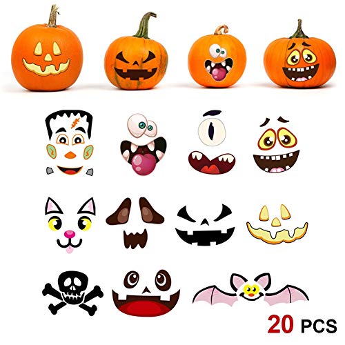 Product Cover yosager Halloween Pumpkin Craft Stickers Jack O Lantern Pumpkin Face Trick or Treat DIY Party Decoration 20 PCS