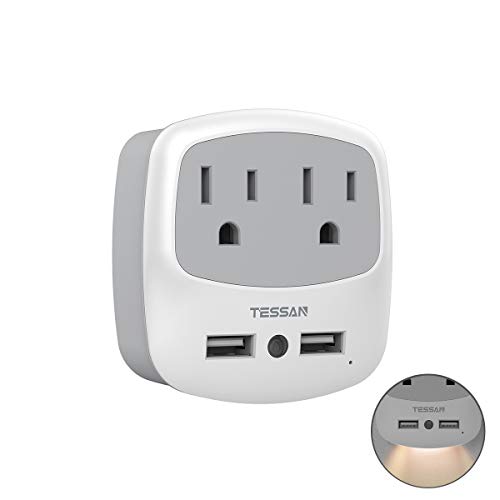 Product Cover USB Outlet Plug Extender, TESSAN USB Wall Charger Adapter for Travel Cruise Ship Accessories, Mini Phone Charger with Multiple Outlet Splitter