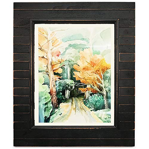 Product Cover Eosglac 11x14 Picture Frame Distressed Black, Timbermount Rustic Photo Frame with Wood Siding Look, Wall Display Horizontally or Vertically
