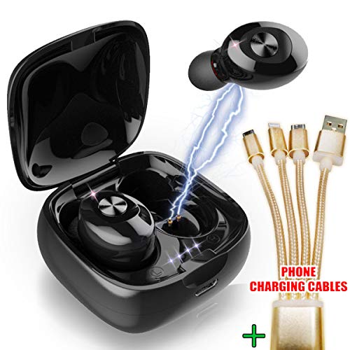 Product Cover Nakosite POP2433 Wireless Earbuds Bluetooth Headphones with Amazing in Ear Stereo Sound A Cordless Black Earphones Sport Headset with mic for Smart Phone. Golden Phone Charging Cable