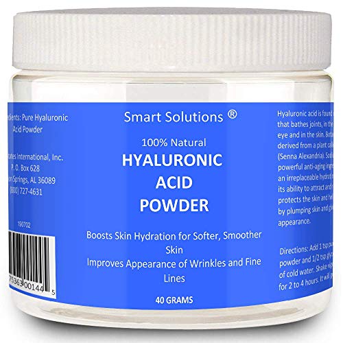 Product Cover Smart Solutions Pure Hyaluronic Acid Serum Powder, 40 Grams | 100% Natural, Boosts Skin Hydration for Softer, Smoother Skin