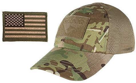Product Cover Condor Multicam Mesh Tactical Cap & USA Flag Patch Stitching & Excellent Fit for Most Head Sizes