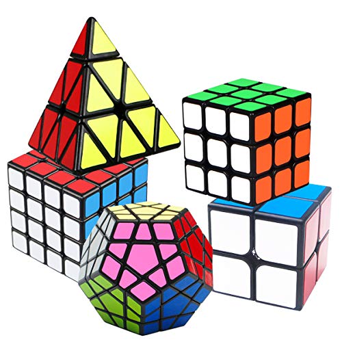 Product Cover Coolzon Speed Cube Set, Rubix Cube Set, Magic Cube 2x2 3x3 4x4 Pyraminx Pyramid Megaminx Puzzle Cube Toy Gift for Children Adults, Pack of 5