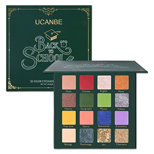 Product Cover UCANBE Makeup Eyeshadow Palette Glitter Eyeshadow - Matte Shimmer 16 Colors - Back to School Palette - Professional Eye Shadow Makeup Pallets (Back to School Palette)