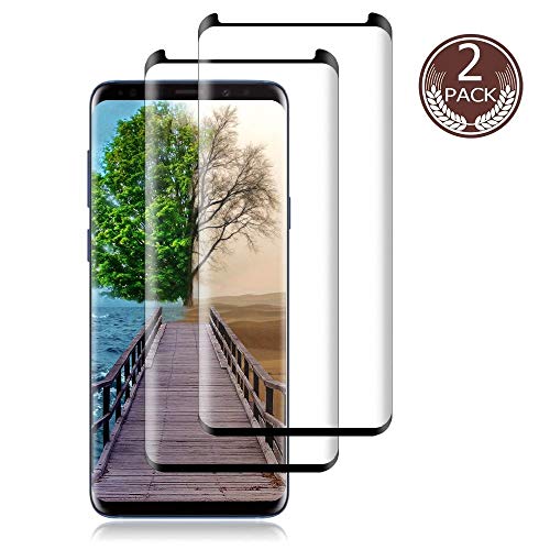Product Cover Glass Screen Protector for Samsung Galaxy S9 Plus,[2 Pack] AILIBOTE 3D Curved Tempered Glass, Dot Matrix with Easy Installation Tray, Case Friendly