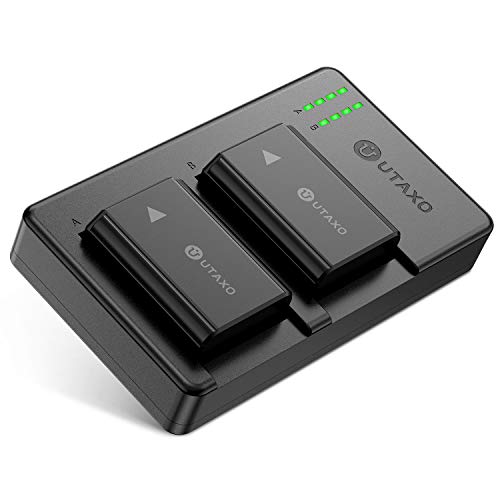 Product Cover NP-FW50 Utaxo Camera Batteries Charger Set for Sony A6000, A6400, a7sii, a7, Alpha, A6500，A6300 A7, A7II, A7RII, A7SII, A7S, A7R, A55, A5100, RX10 Accessories (2-Pack, Micro USB Port, 1100mAH)