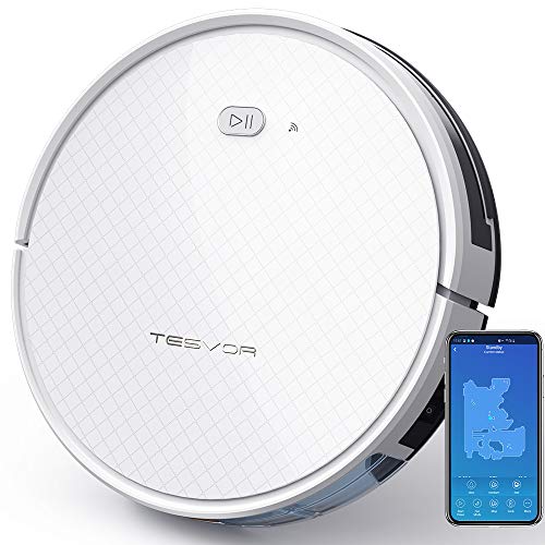Product Cover Tesvor Robot Vacuum, Robotic Vacuum and Mop Cleaner, 1800Pa Strong Suction, WiFi Connectivity, App and Alexa Voice Control,Clean from Hardfloors to Low-Pile Carpets, for Dust and Pet Hair.