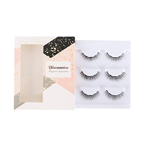 Product Cover Yiwamica Magnetic Eyelashes to Use with Magnetic Eyeliner 5 Magnets False Lashes 3 Style