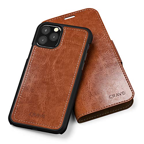 Product Cover Crave iPhone 11 Pro Leather Wallet Case, Vegan Leather Guard Removable Case for Apple iPhone 11 Pro - Brown