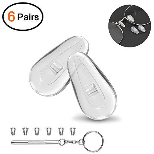 Product Cover Mr.Zz Eyeglasses Nose Pads, Upgraded Soft Silicone Air Chamber Eyeglass Nose Pads, 6 Pairs of Screw-in 15mm Glasses Nose Pad Set with Screws and Micro Screwdriver