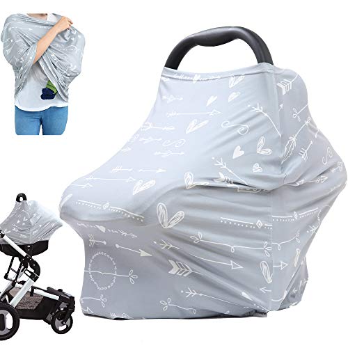 Product Cover Baby Breastfeeding Nursing Cover Canopy - Infant Stroller Cover, Carseat Canpoy Covers for Babies, Multi Use Car Seat Cover, Nursing Scarf, Baby Girls and Boys Shower Gifts
