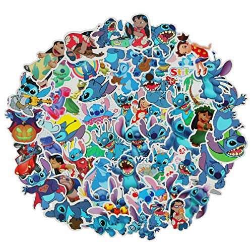 Product Cover JJLIN 50Pcs Lilo & Stitch Stickers Waterproof Vinyl Stickers for Water Bottle Luggage Bike Car Decals (Stitch)