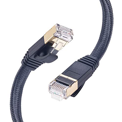Product Cover Cat 7 Ethernet Cable 20 ft, Hymeca Nylon Braided Cat 7 Cable Xbox PS4 Network Cable Shielded - Solid Flat Internet Network Computer Patch Cord Slim Cat7 High Speed LAN Wire with Rj45 Connectors